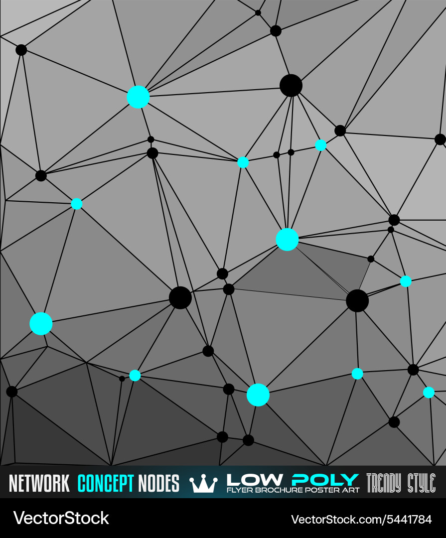 Low poly trangular network with nodes background Vector Image