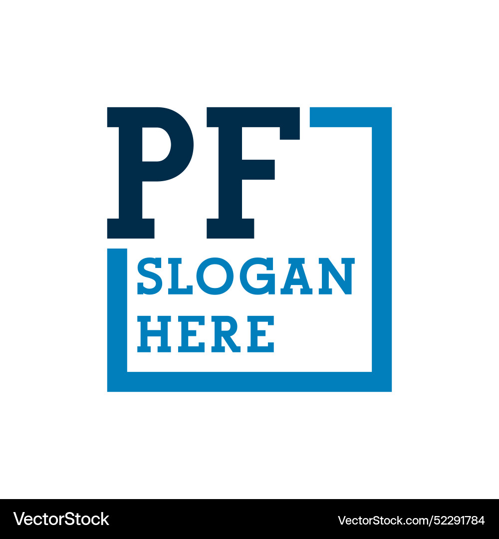 Minimal initials logo letters p and f pf initial Vector Image