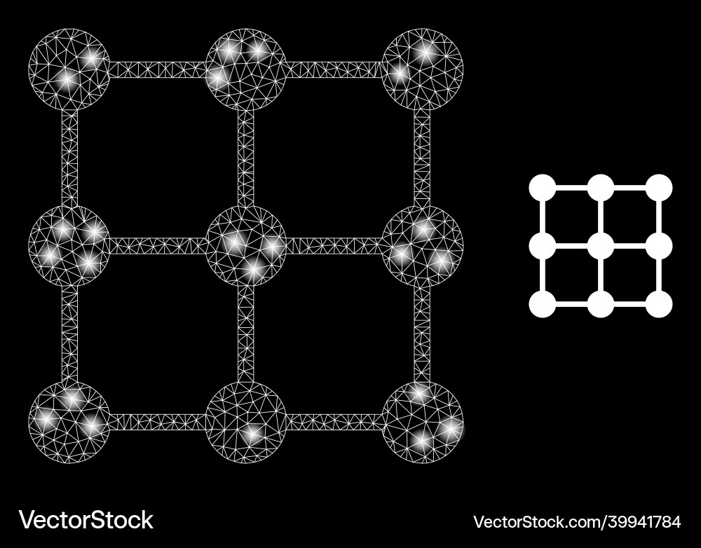 Polygonal network mesh grid nodes with lightspots Polygonal network mesh grid nodes with lightspots vector image