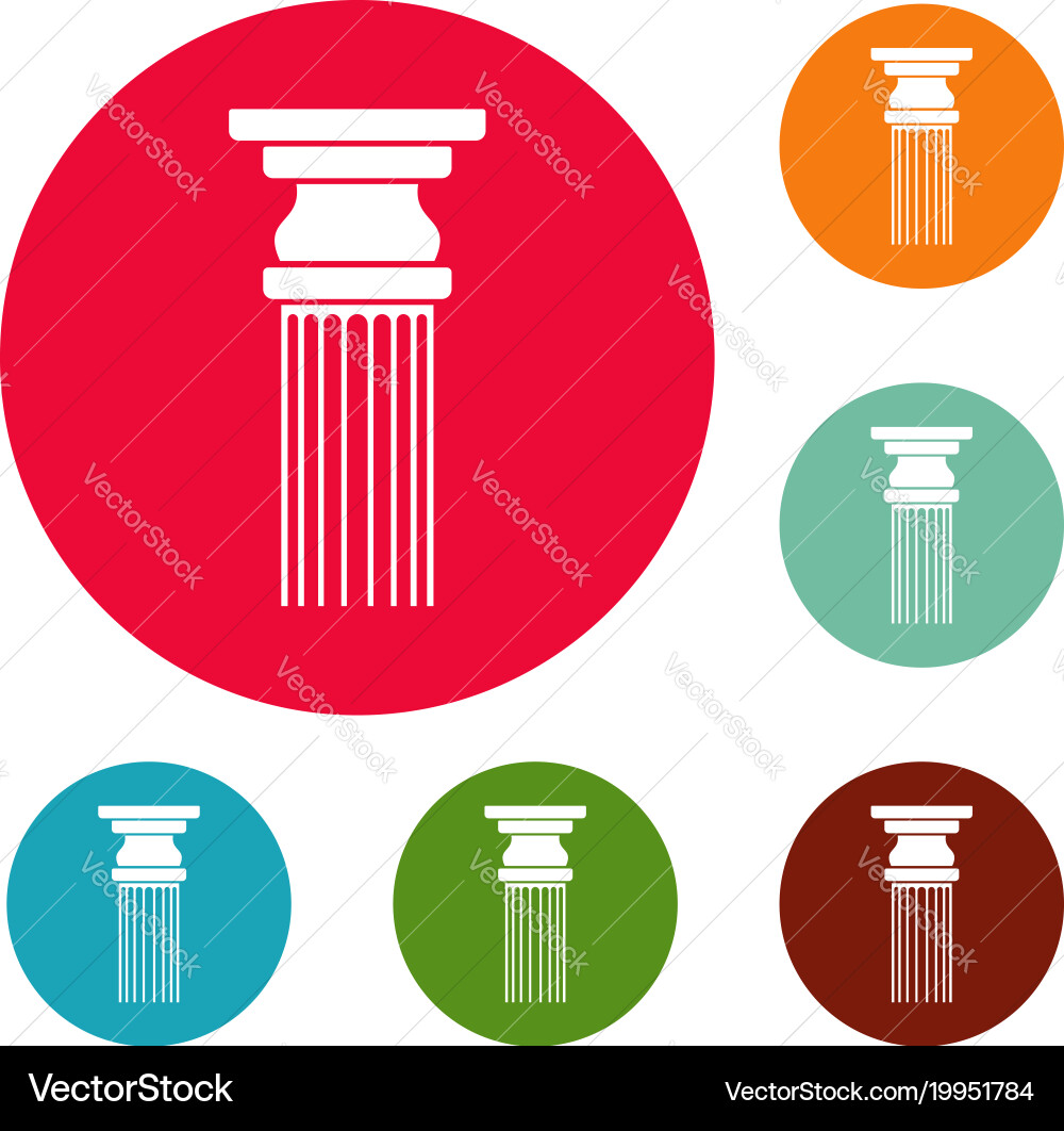 Rectangular column icons circle set vector image