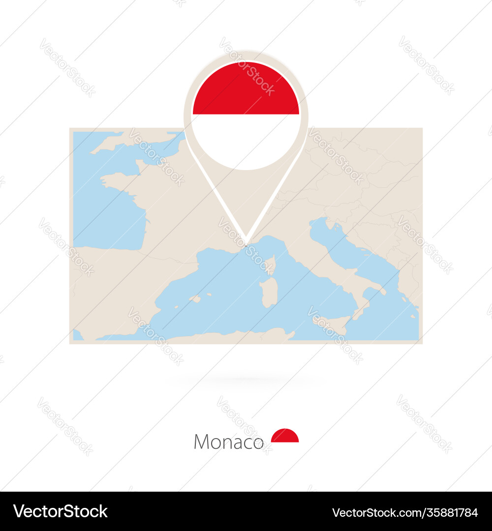 Rectangular map monaco with pin icon vector image