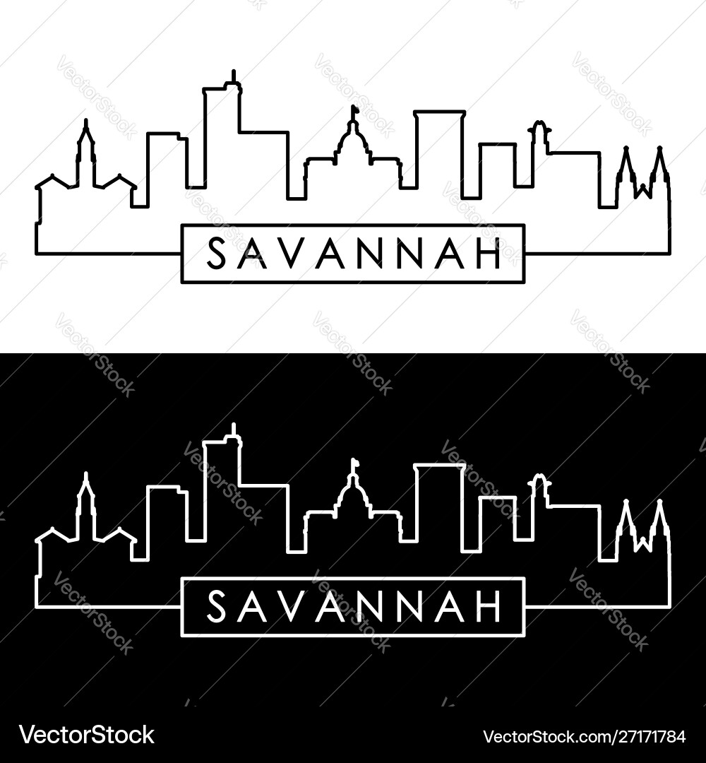Savannah skyline linear style editable file Savannah skyline linear style editable file Vector Image