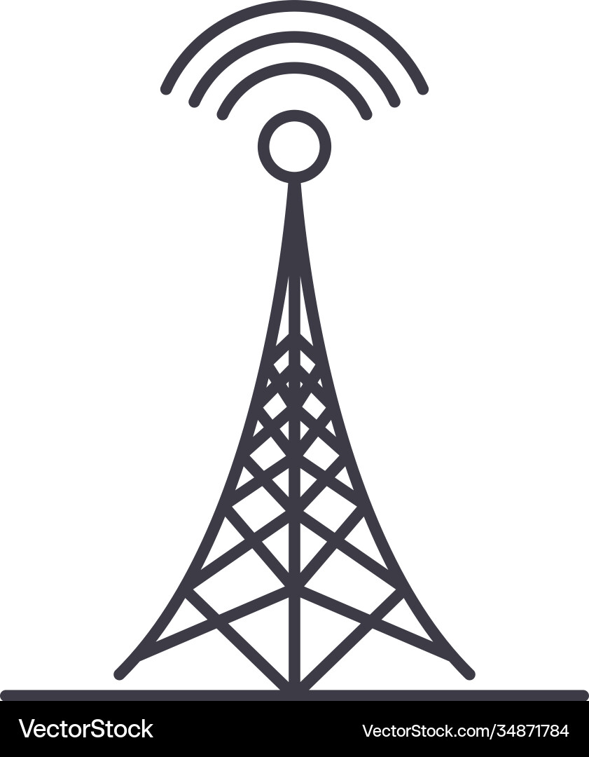 Signal tower icon linear isolated Signal tower icon linear isolated vector image