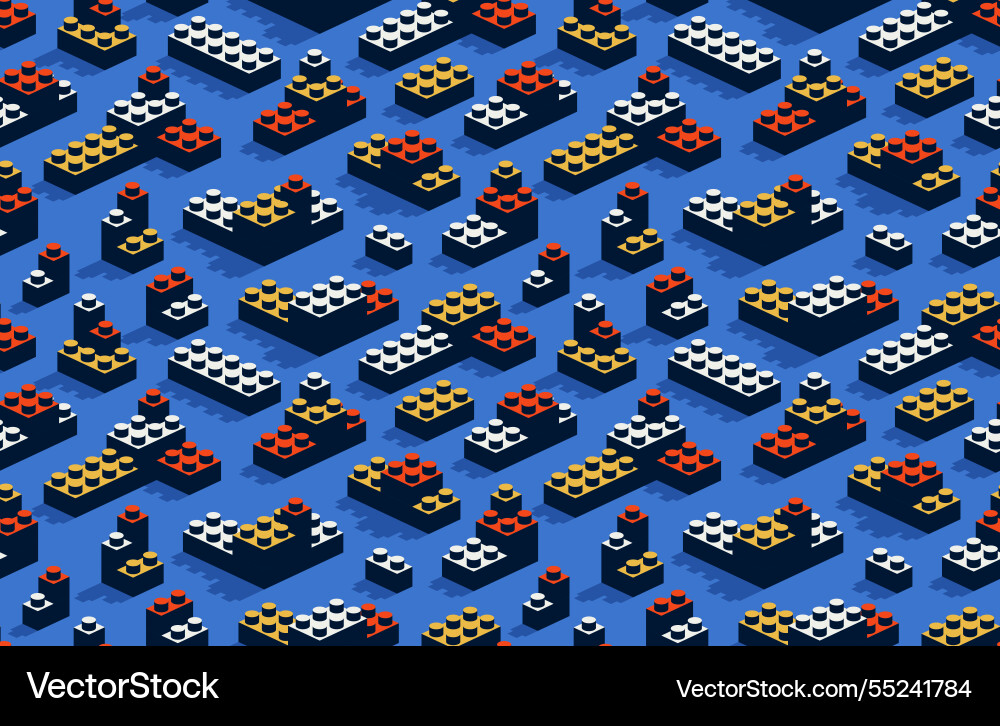 Toy constructor seamless pattern isometric Toy constructor seamless pattern isometric vector image
