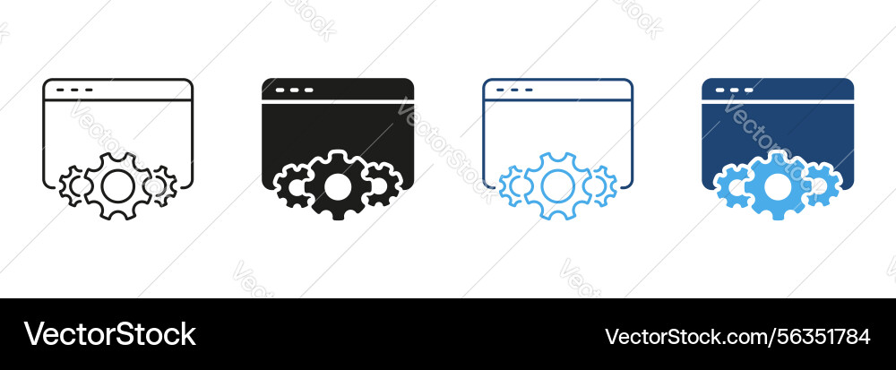 Web browser with gear icon set website Web browser with gear icon set website vector image