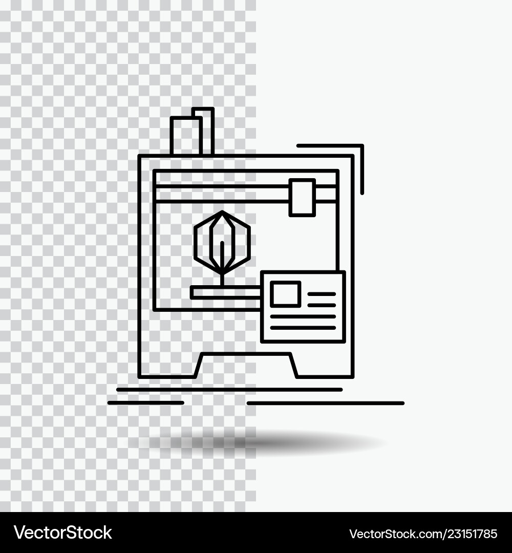 3d dimensional machine printer printing line icon 3d dimensional machine printer printing line icon vector image