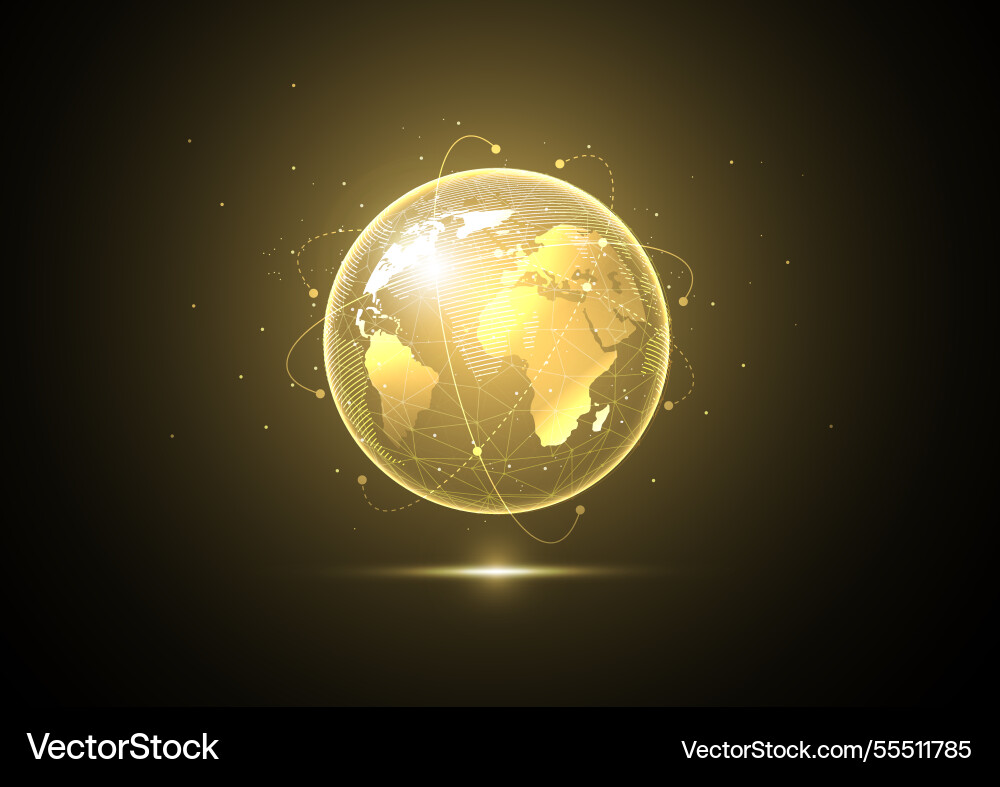 Abstract global network connection on gold Abstract global network connection on gold vector image