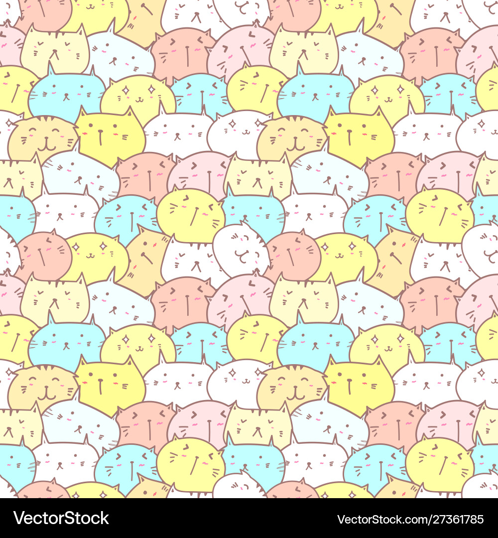Adorable Cat Pattern Background Vector Image