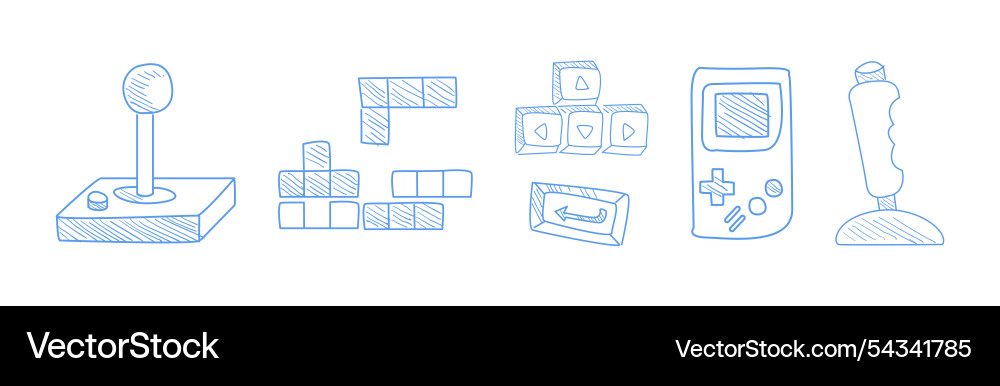 Computer game playing hand drawn object and item Computer game playing hand drawn object and item Vector Image