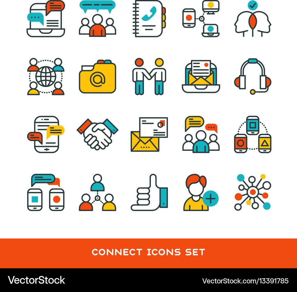 Connection Icons - Outline Set Vector Image