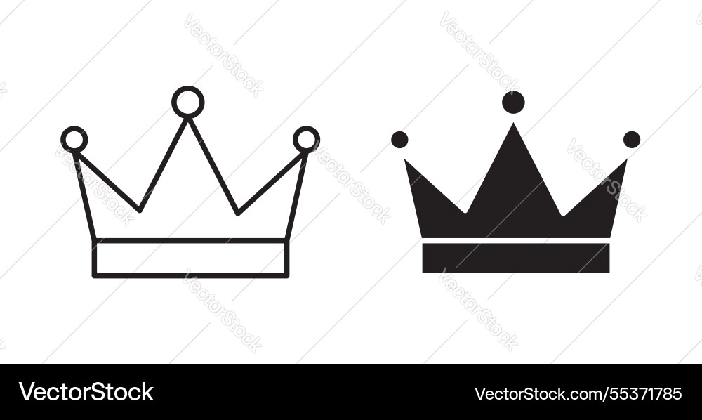 Crown icon set in thin line for web Vector Image