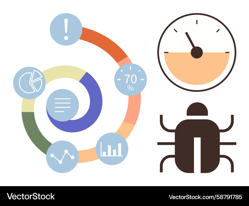 Data analysis bug tracking and performance Data analysis bug tracking and performance Vector Image