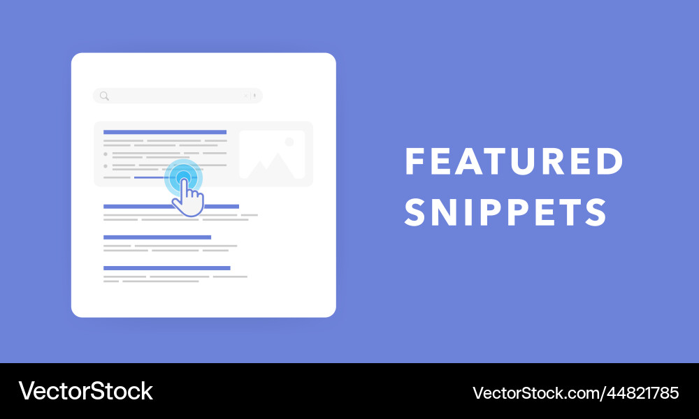 Featured snippets - erweiterte Top-Suchergebnisse Vektorbild