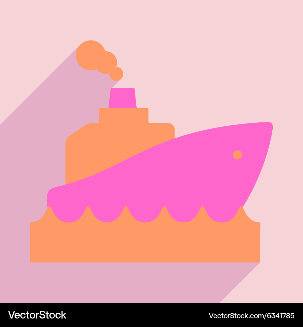 Flat with shadow icon and mobile application boat Vector Image