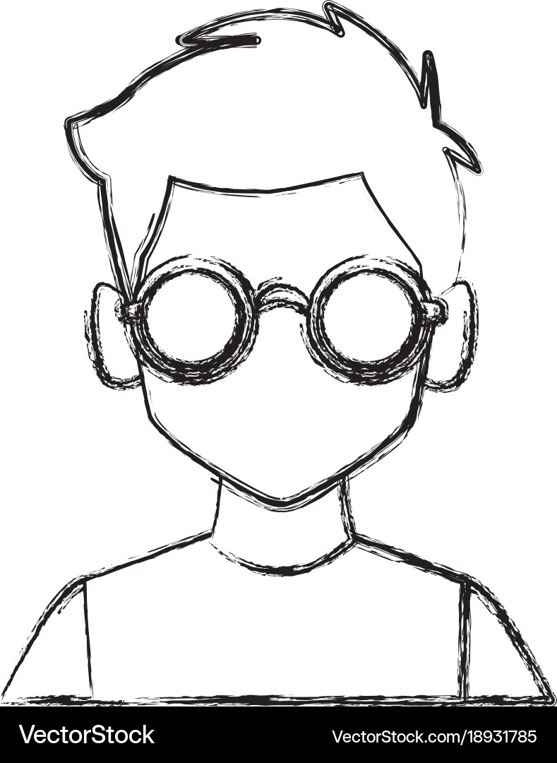Geek man with round frame glasses vector image