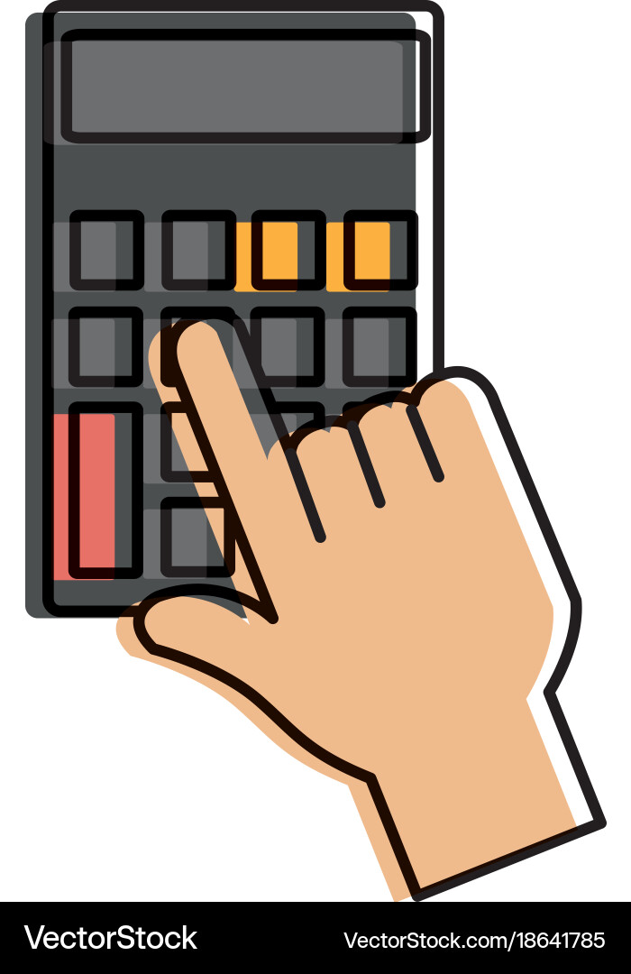 Hand with calculator device isolated icon vector image