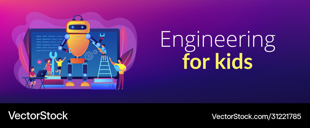 Kids Robotics & Coding Banner Vector Image