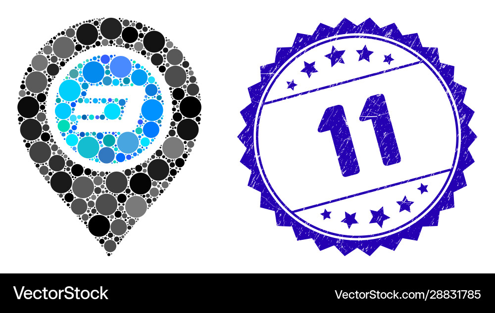 Mosaic dash map pointer icon with textured 11 Mosaic dash map pointer icon with textured 11 Vector Image