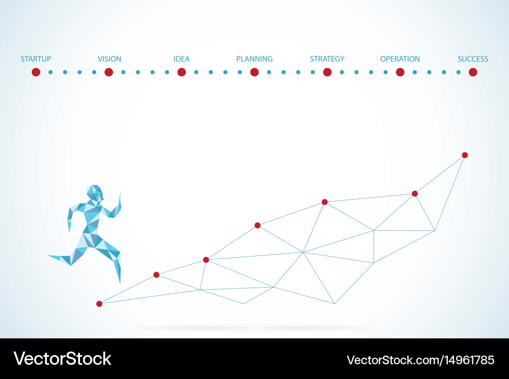 Polygonal running man and text for startup concept Vector Image