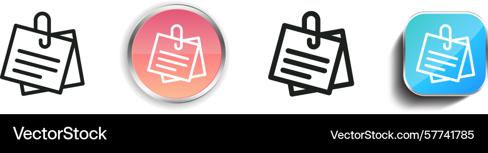 Post it icon thin linear regular and button style Post it icon thin linear regular and button style vector image