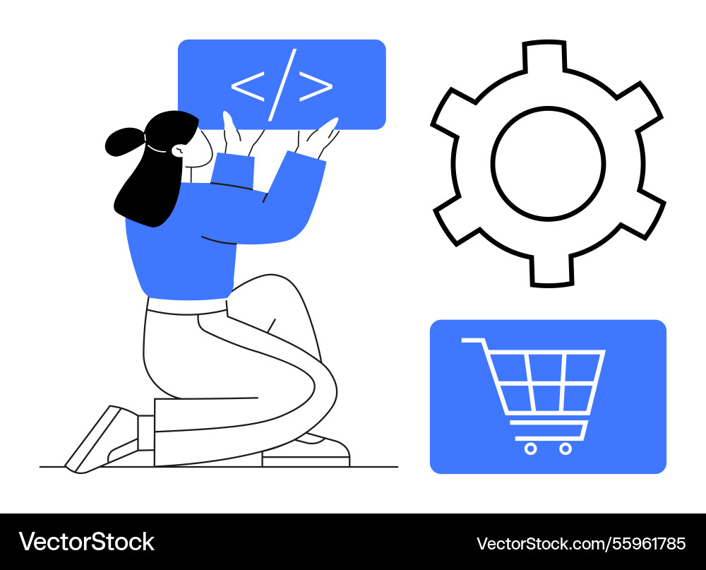 Programmer developing ecommerce website Programmer developing ecommerce website vector image