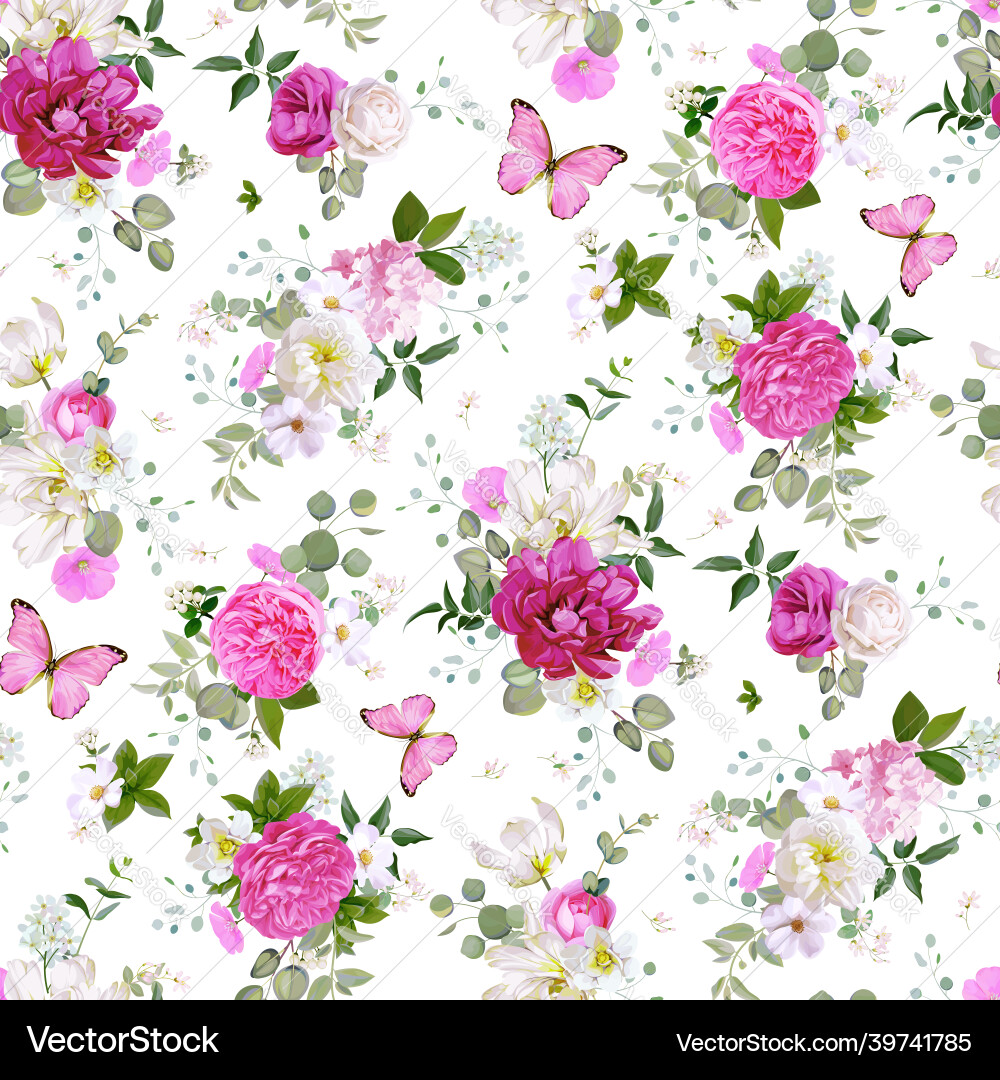 Spring seamless pattern with flowerssucculents Spring seamless pattern with flowerssucculents Vector Image