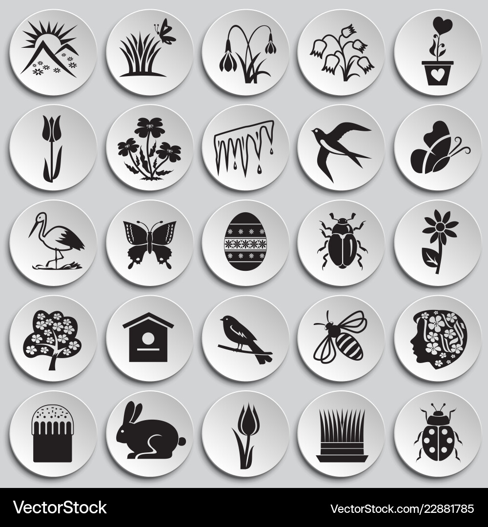 Spring set on plates background Spring set on plates background vector image