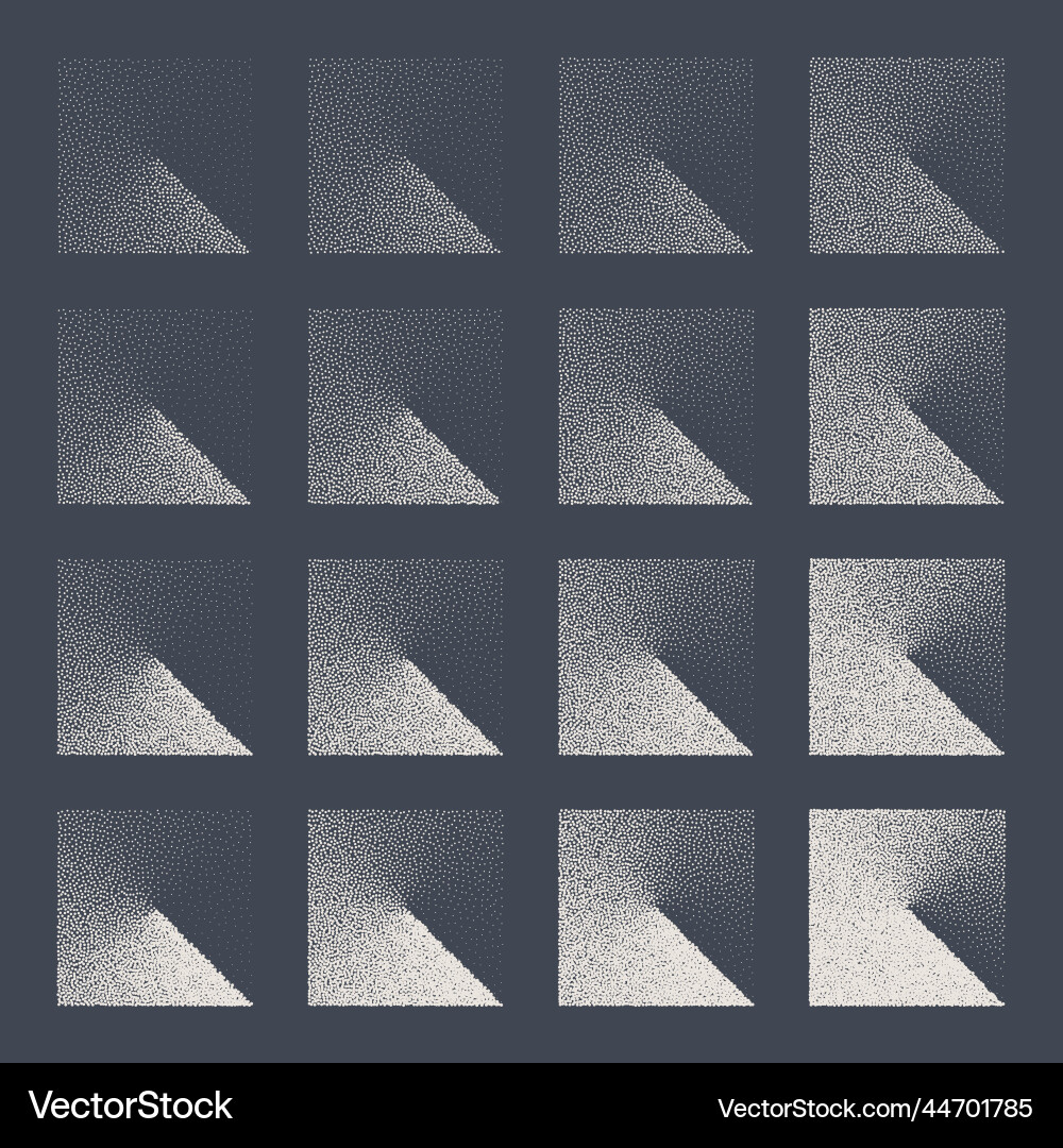 Square shaped dotted objects stipple elements Square shaped dotted objects stipple elements vector image