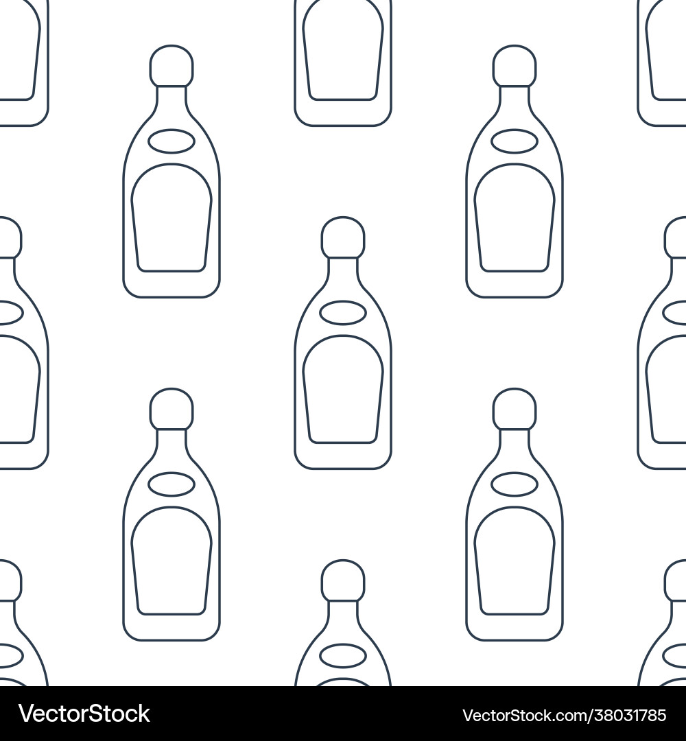 Tequila bottles seamless pattern line art style Tequila bottles seamless pattern line art style Vector Image
