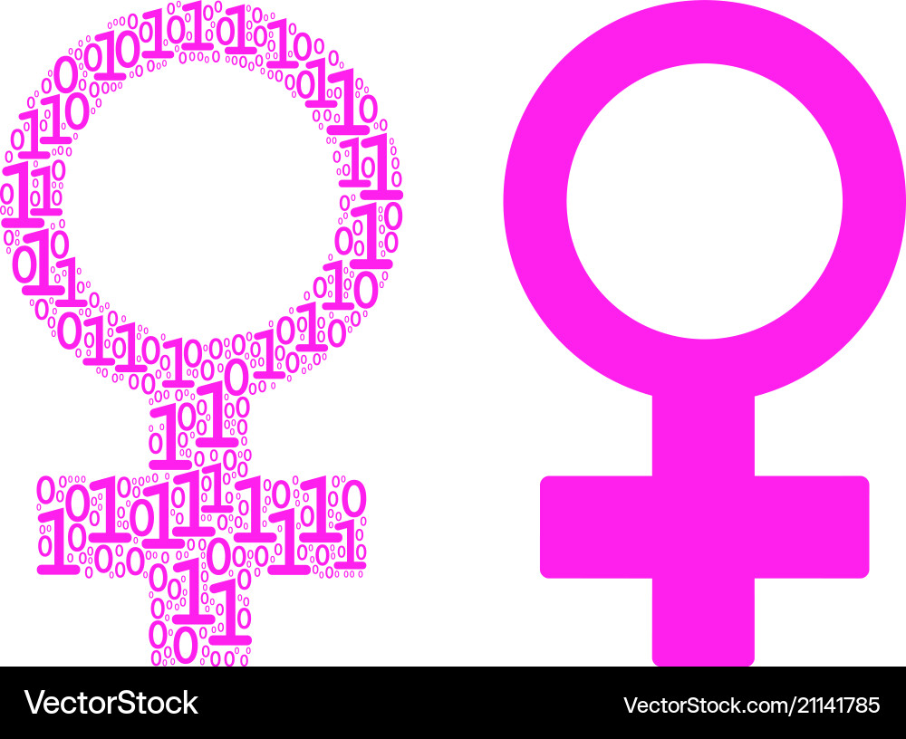 Venus symbol mosaic of binary digits vector image
