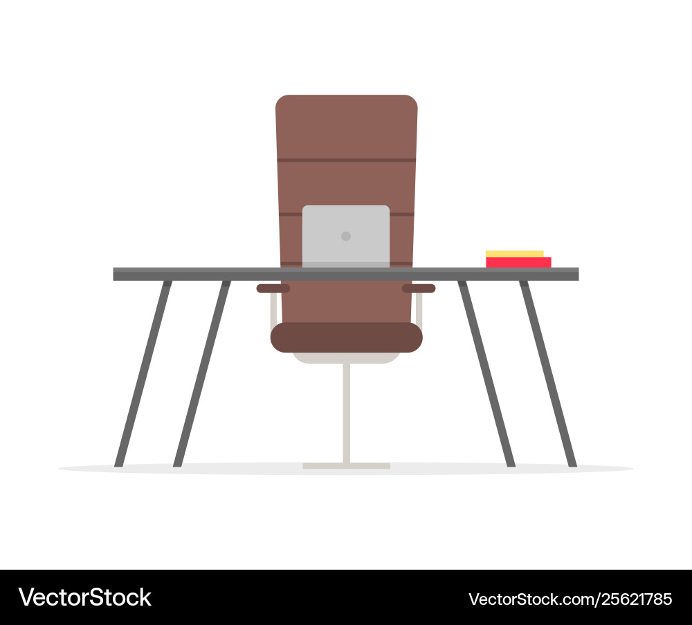 Work place with table notebook on desktop chair Work place with table notebook on desktop chair vector image