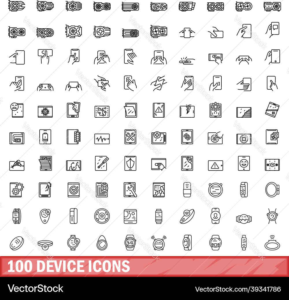 100 device icons set outline style Vector Image
