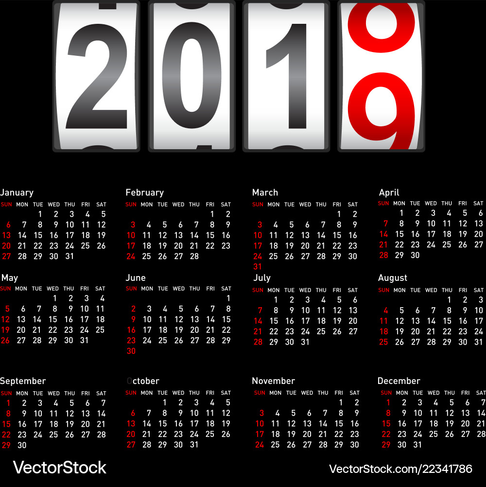 2019 neues Jahr gegen einen Änderungskalender 2019 neues Jahr gegen einen Änderungskalender vektorbild