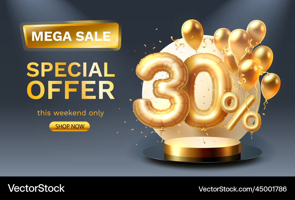 Angebot Verkauf 30 Ballon mega gold Angebot Verkauf 30 Ballon mega gold vektorbild