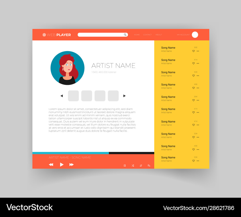 Application interface music player Application interface music player vector image
