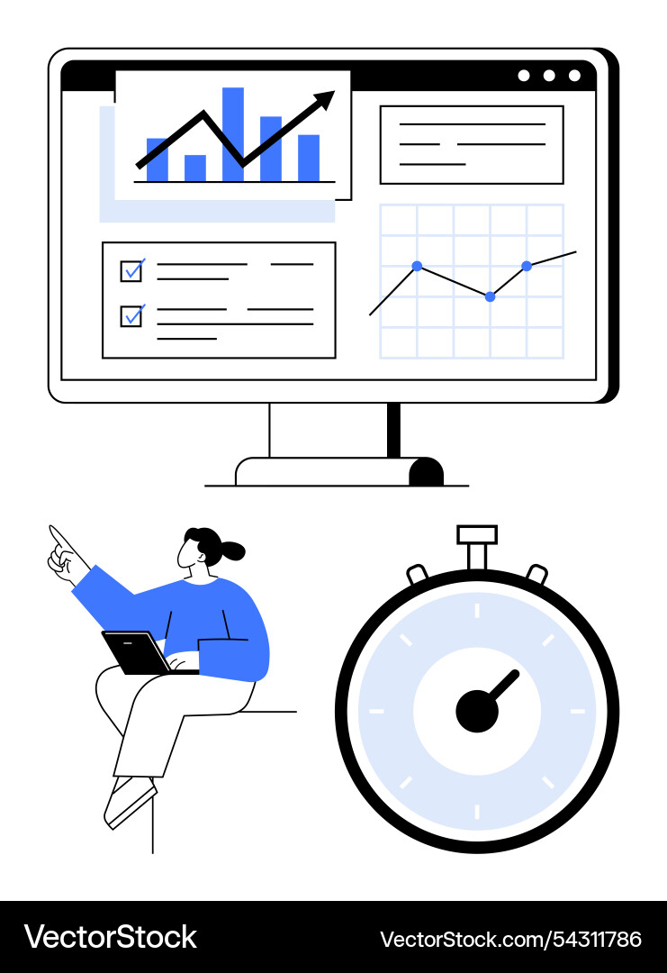 Digital productivity dashboard with graphs Vector Image