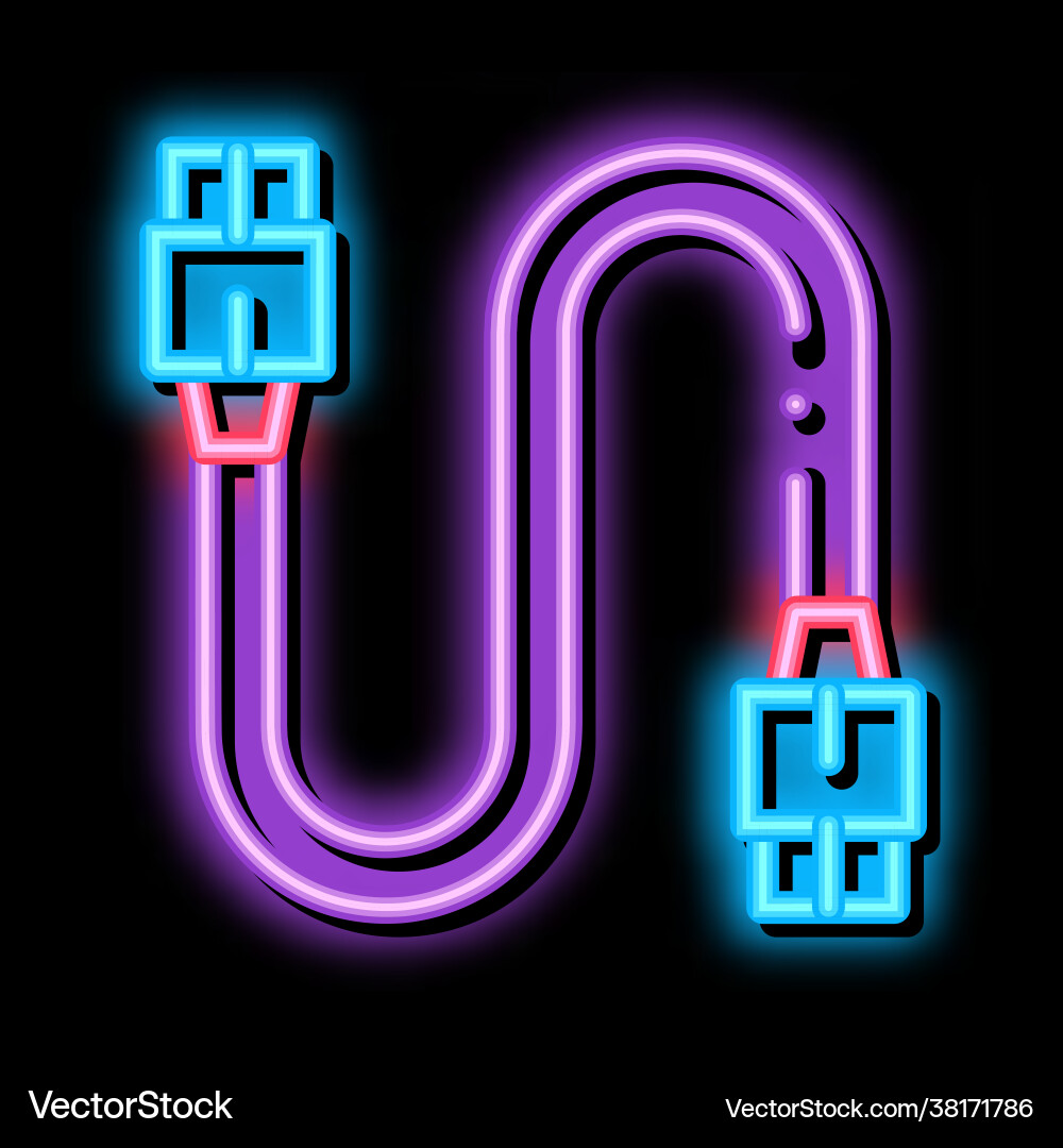 Electonic Cord Computer Detail Neon Glimm-Symbol Electonic Cord Computer Detail Neon Glimm-Symbol vektorbild