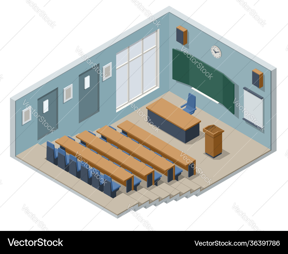 Empty Lecture Hall - Isometric View vector image