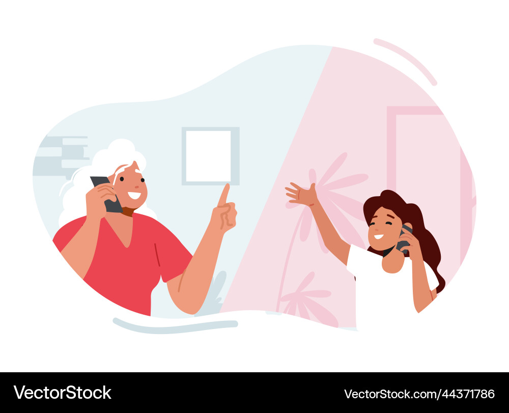 Family characters communicate by mobile phone Family characters communicate by mobile phone vector image
