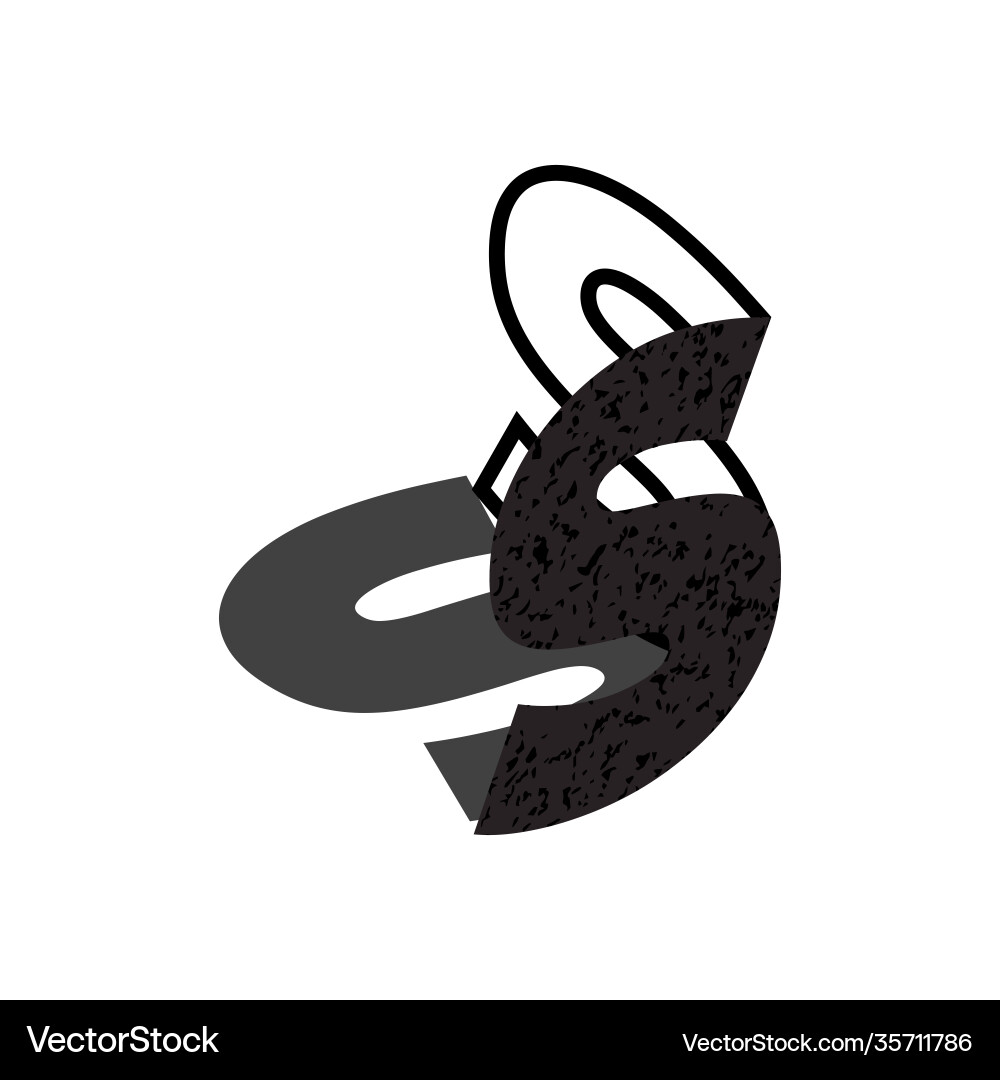 Flat isometric initial letter with shadow texture Flat isometric initial letter with shadow texture vector image