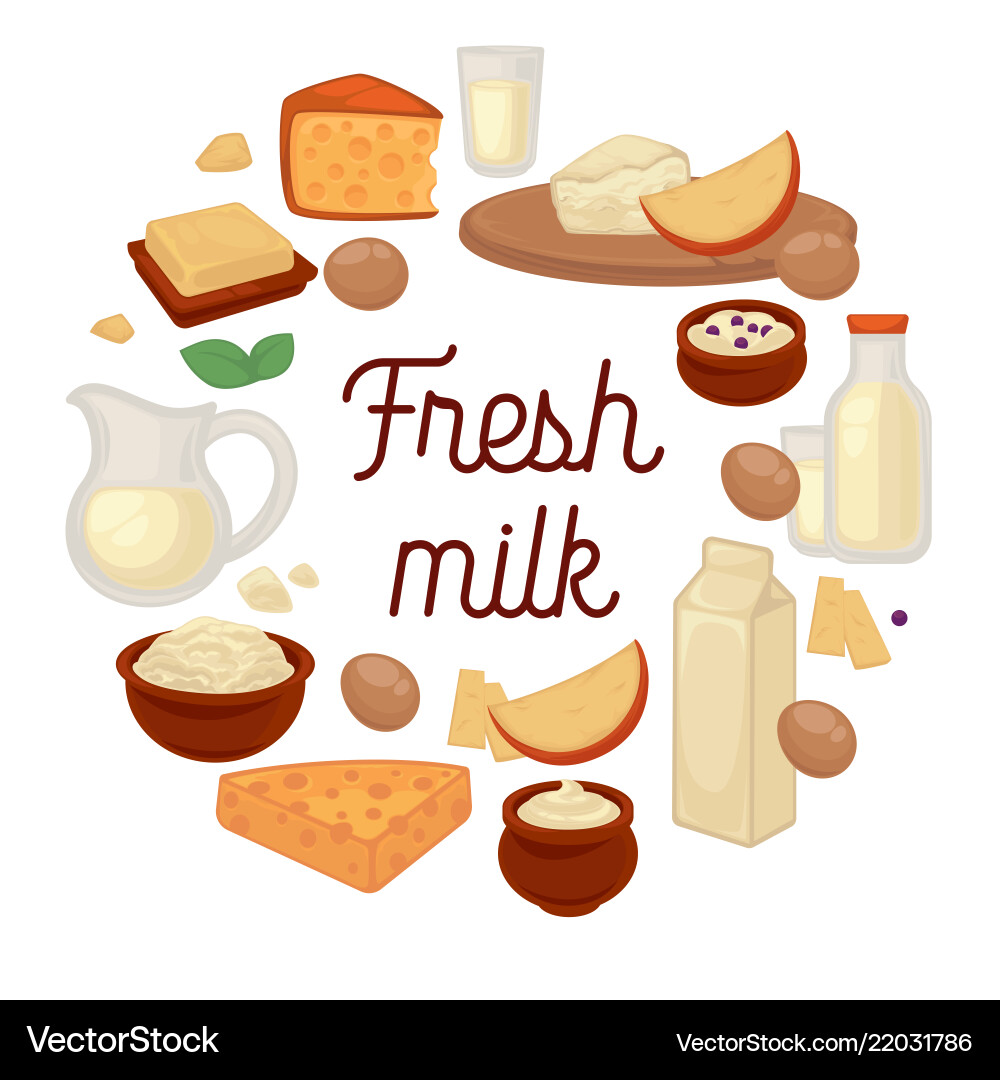 Frische Milchproduktion im Home Poster Set Frische Milchproduktion im Home Poster Set vektorbild