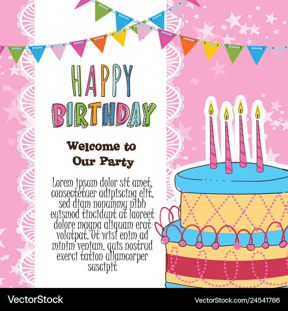 Happy birthday invitation card Happy birthday invitation card vector image