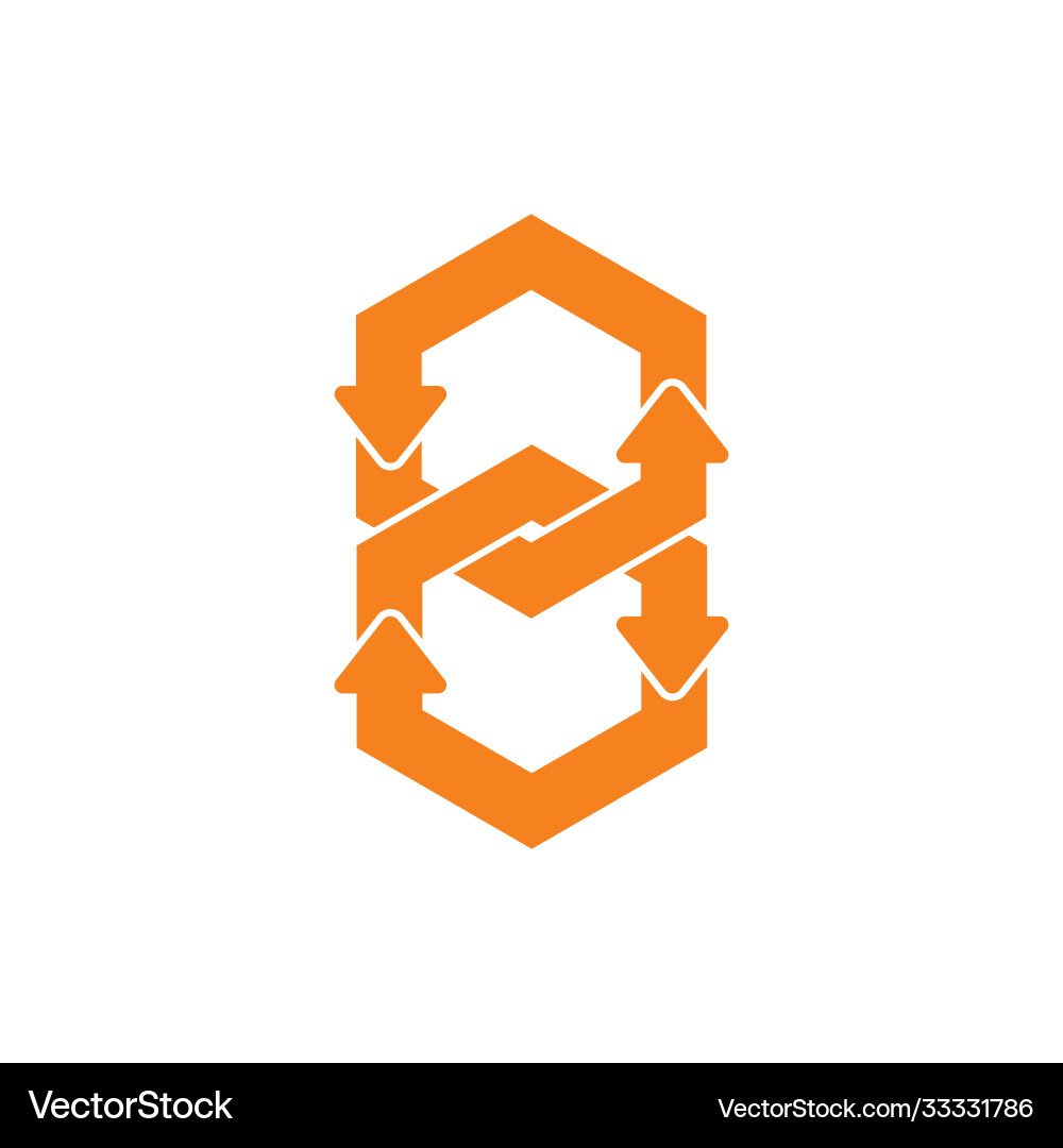 Linked circle hexagonal arrows process symbol vector image