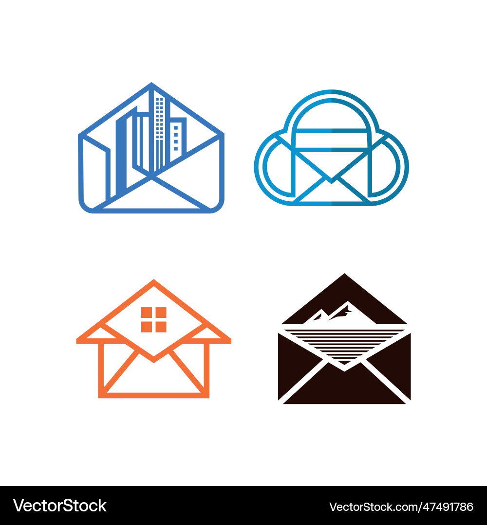 Mail icon set design template element graphic Mail icon set design template element graphic vector image