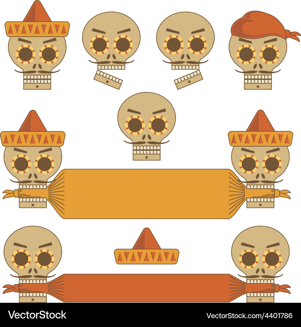 Mexican skulls Royalty Free Vector Image - VectorStock