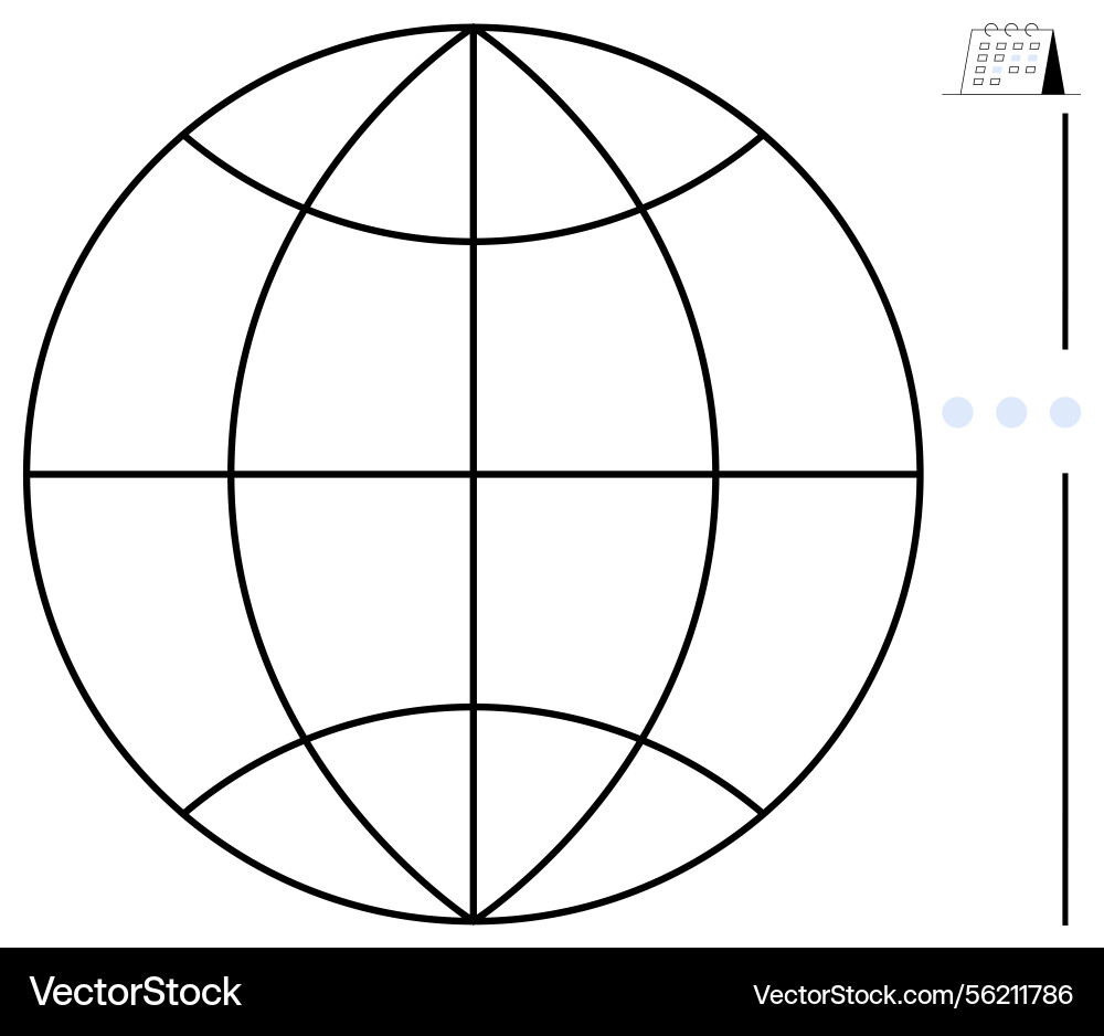 Minimalist grid globe with calendar and navigation Minimalist grid globe with calendar and navigation Vector Image