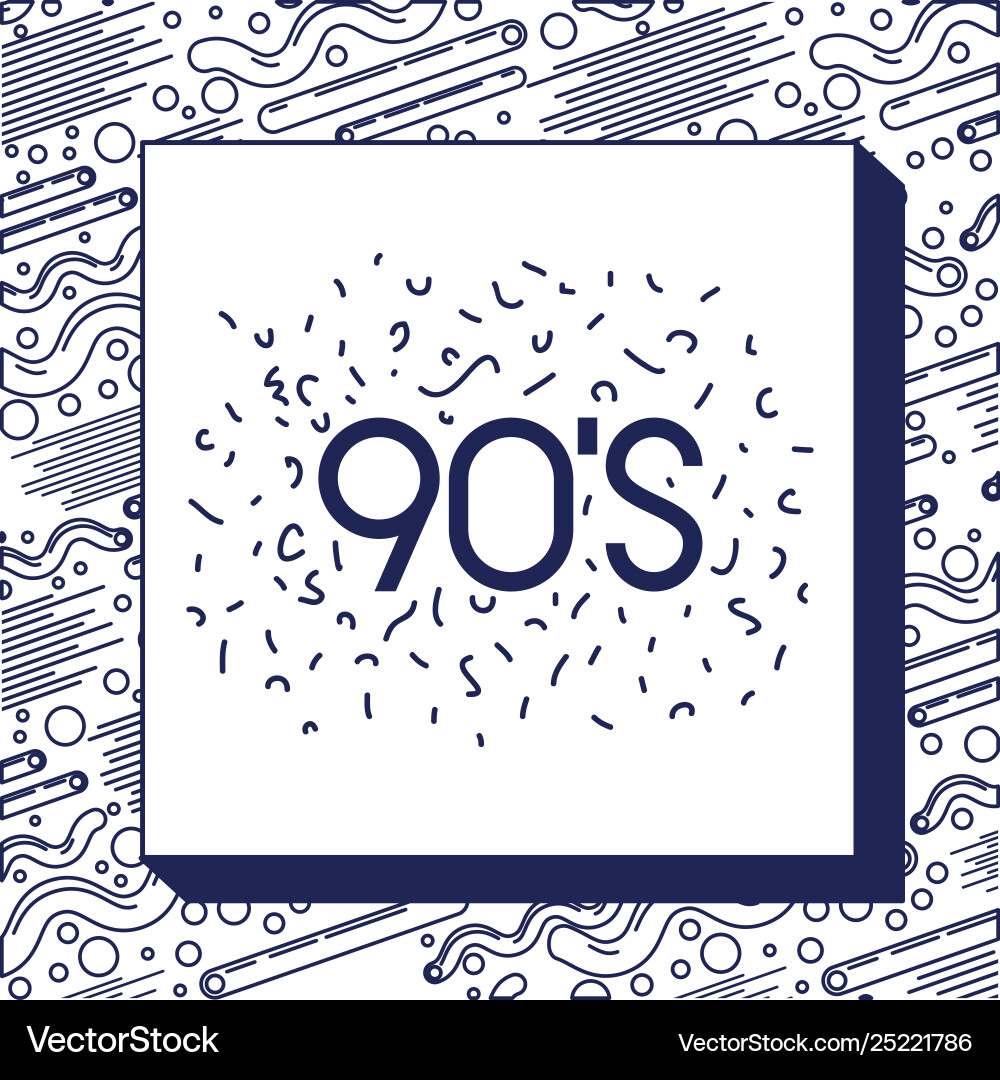 Monochrome frame with pattern ninetys style Vector Image