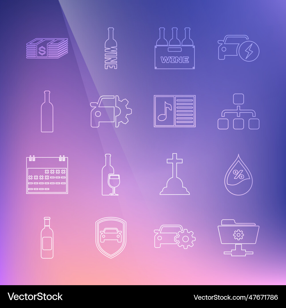 Set line ftp settings folder water drop Set line ftp settings folder water drop vector image