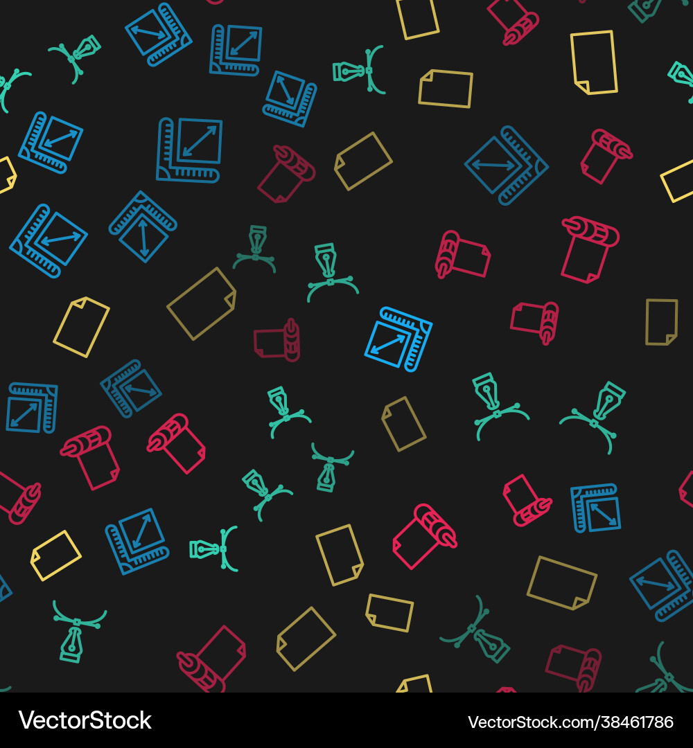 Set line paper size fountain pen nib empty Vector Image