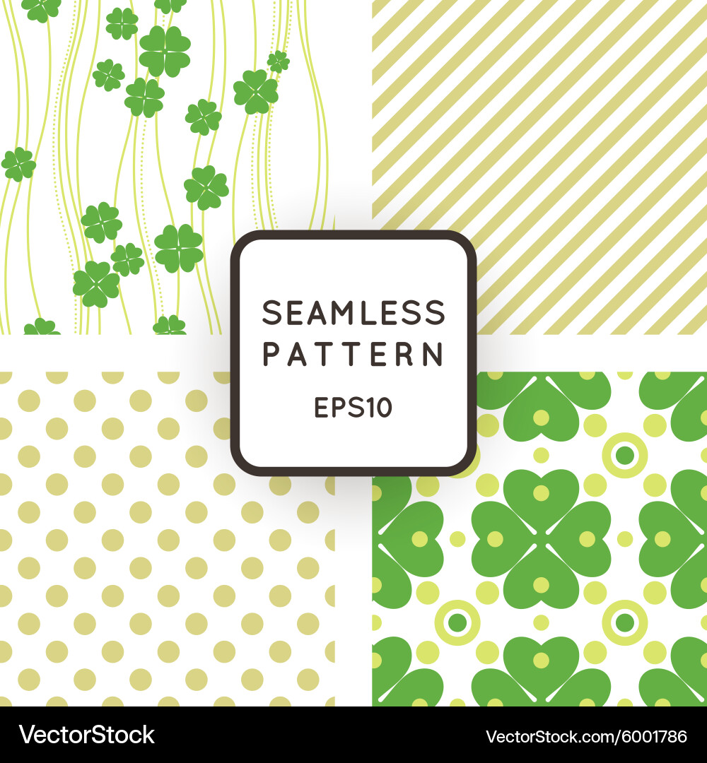 Set of seamless patterns with clovers vector image